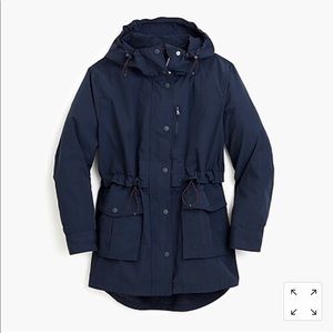 NWT Jcrew women’s perfect rain jacket sz S, navy